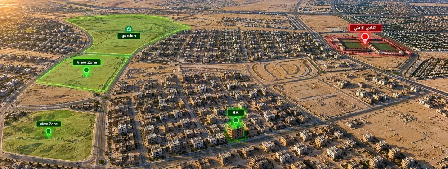 موقع مشروع 6A بجوار الفيو زون والنادي الأهلي – الحي الرابع بيت الوطن